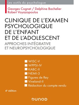 cover image of Clinique de l'examen psychologique de l'enfant et de l'adolescent